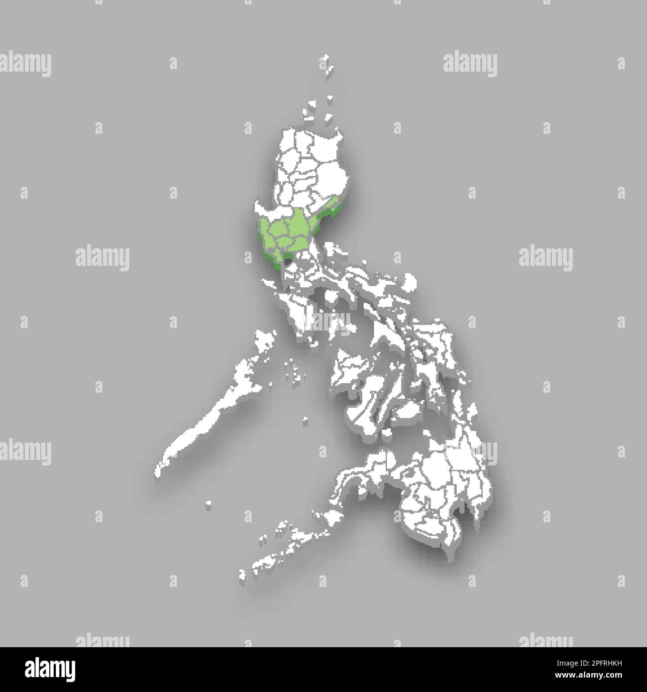 Posizione della regione centrale di Luzon nelle Filippine 3D mappa isometrica Illustrazione Vettoriale