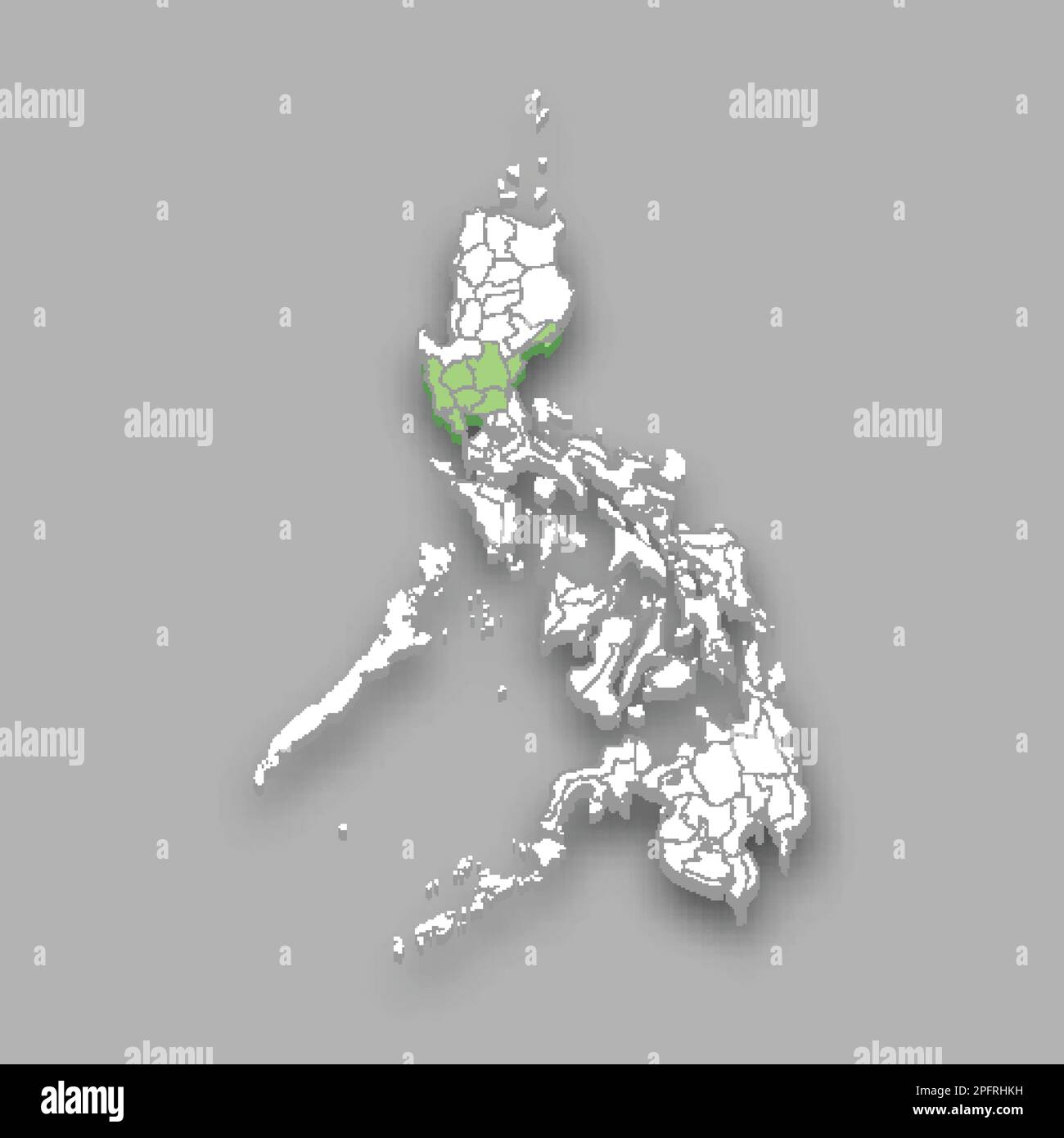 Posizione della regione centrale di Luzon nelle Filippine 3D mappa isometrica Illustrazione Vettoriale