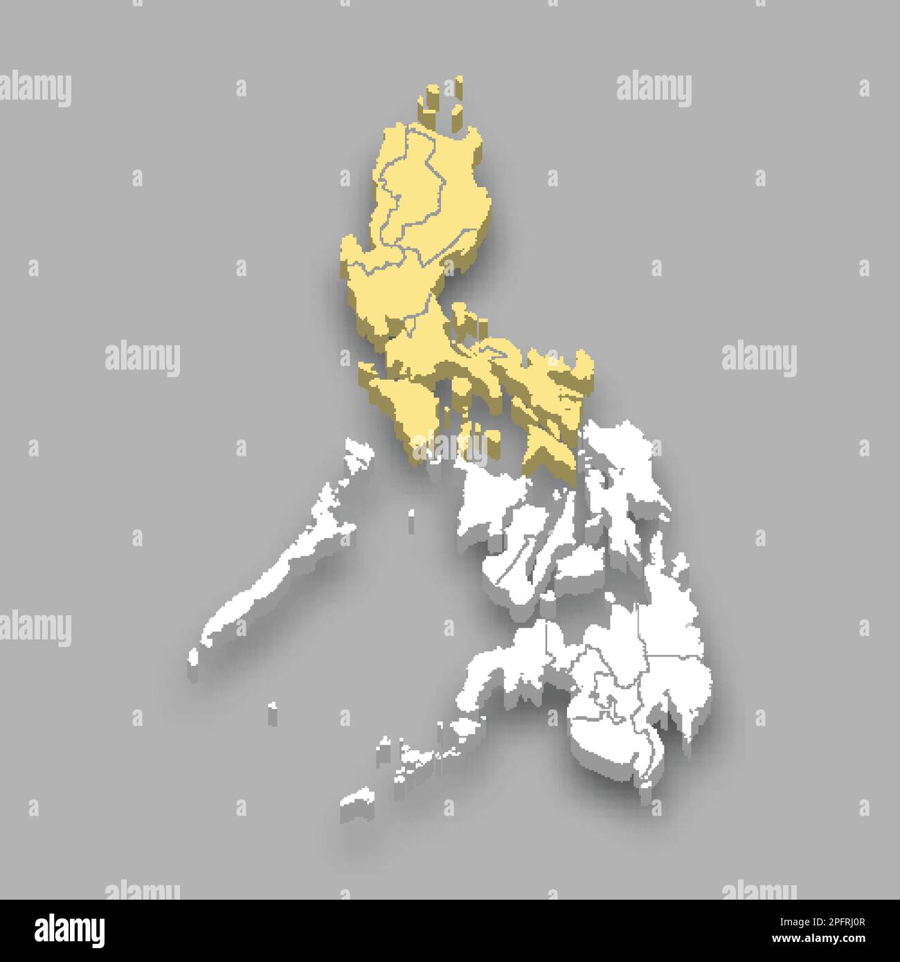 Posizione della regione di Luzon nelle Filippine 3D mappa isometrica Illustrazione Vettoriale