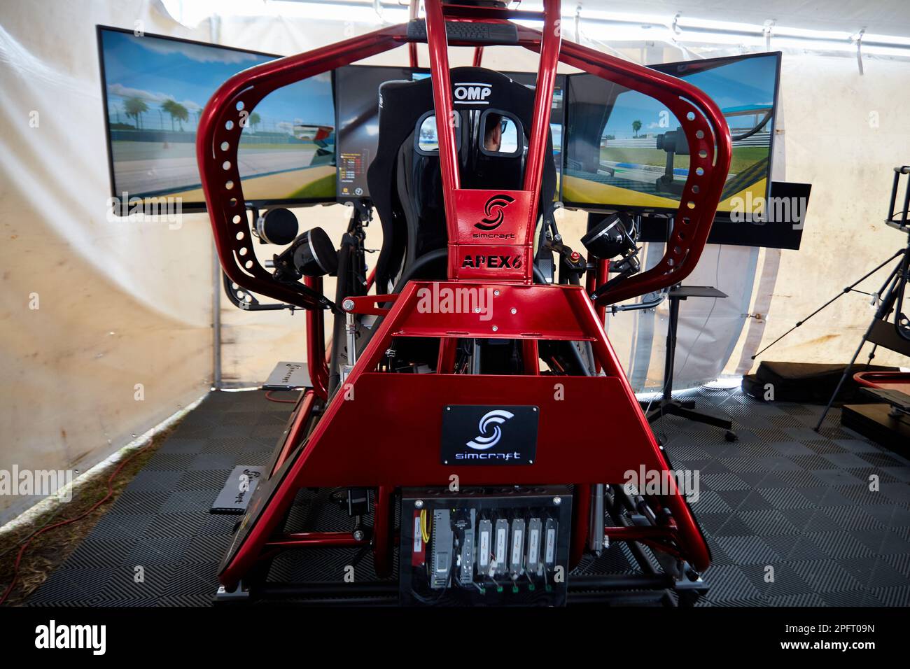 Sebring, Florida, Stati Uniti. 18th marzo 2023. GAMMA di prodotti DI simulazione di corse PROFESSIONALI APEX Pro Racing per l'allenamento di piloti da corsa Foto Stock