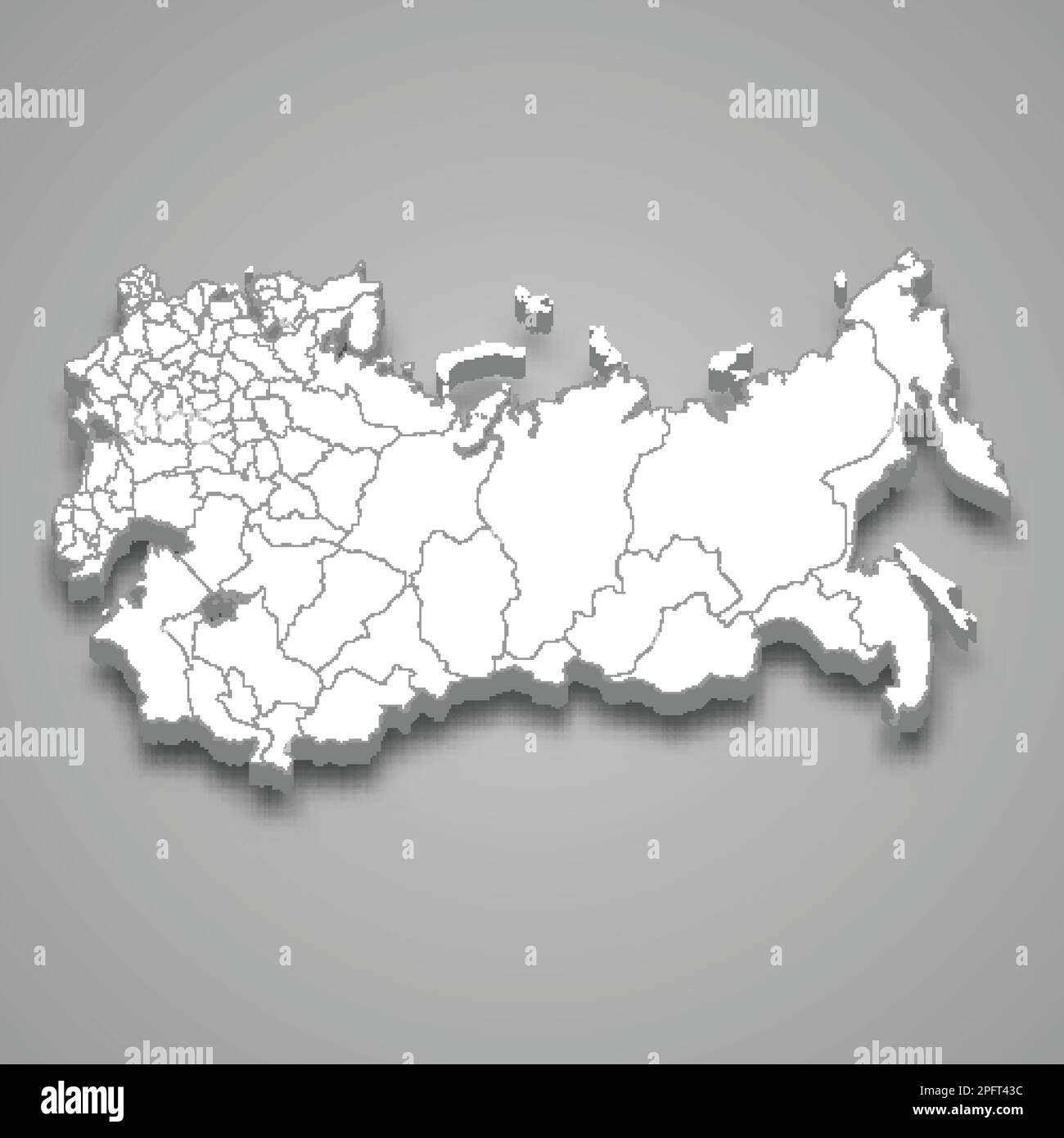 3D mappa isometrica dell'impero russo isolato con ombra, ex stato Illustrazione Vettoriale