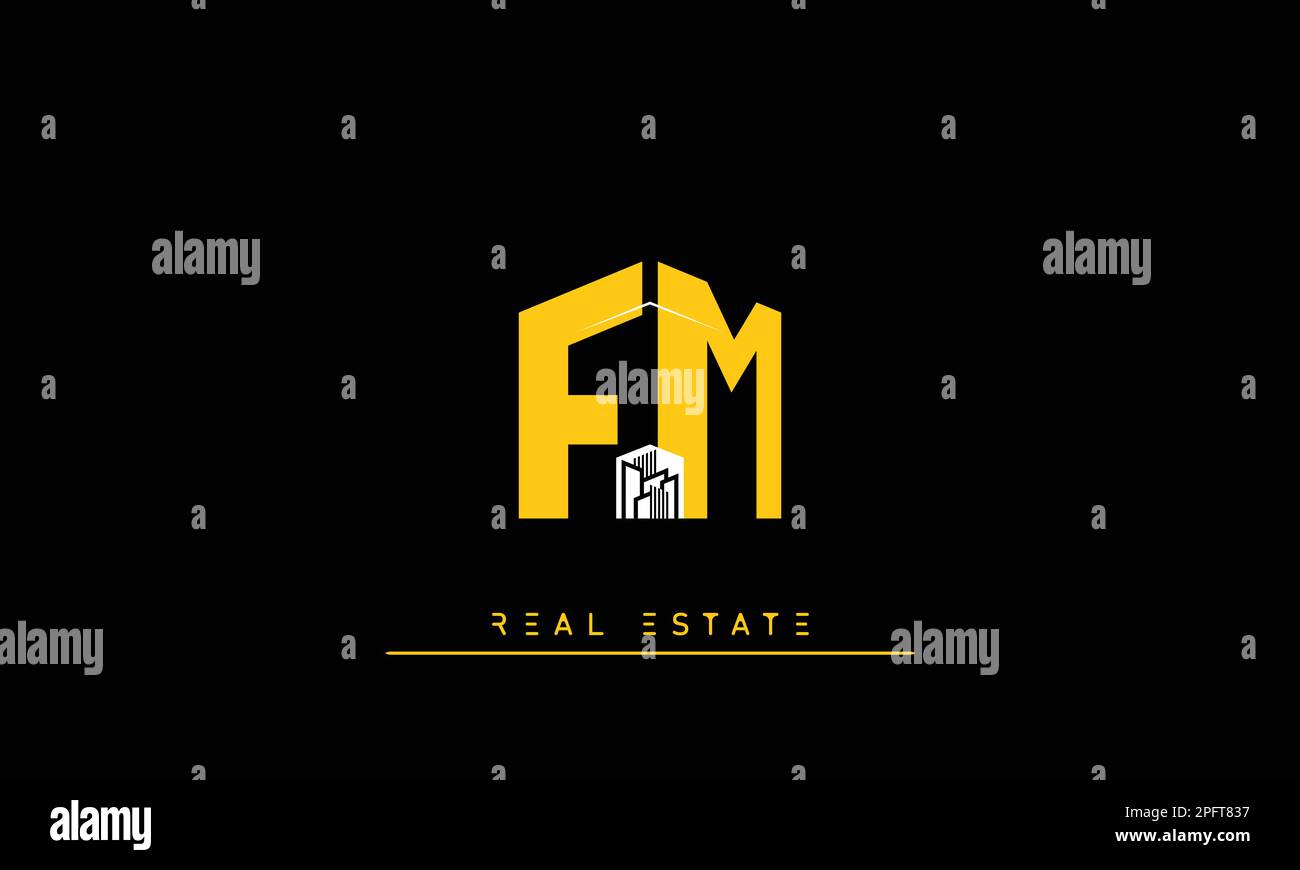 Real Estate lettere iniziali Monogramma logo FM , MF Illustrazione Vettoriale