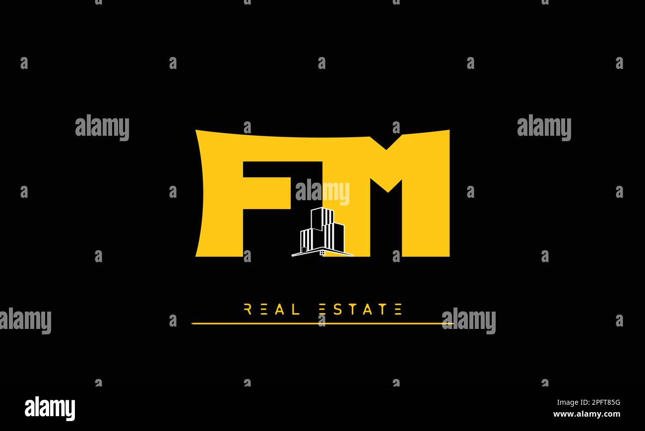 Real Estate lettere iniziali Monogramma logo FM , MF Illustrazione Vettoriale