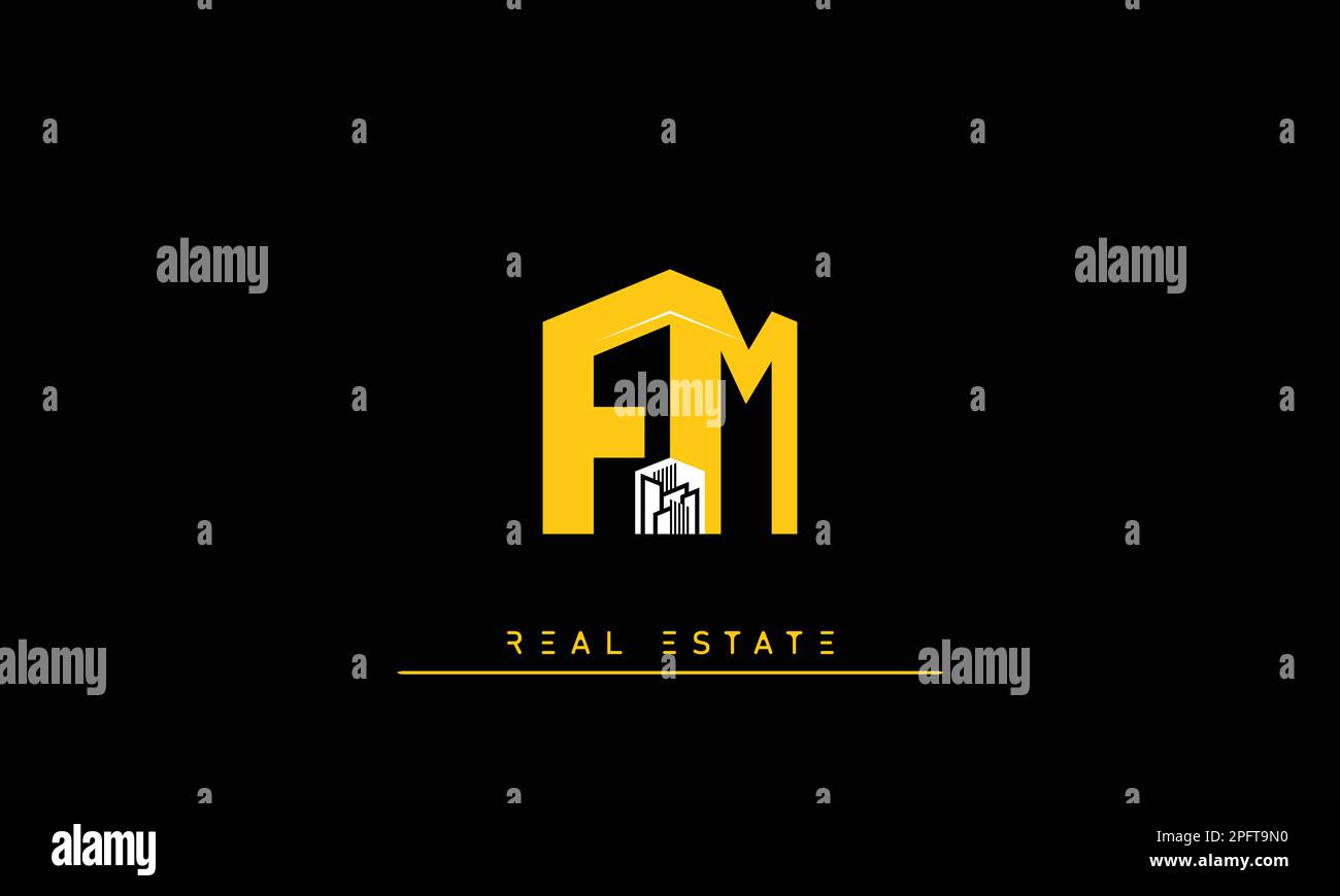Real Estate lettere iniziali Monogramma logo FM , MF Illustrazione Vettoriale