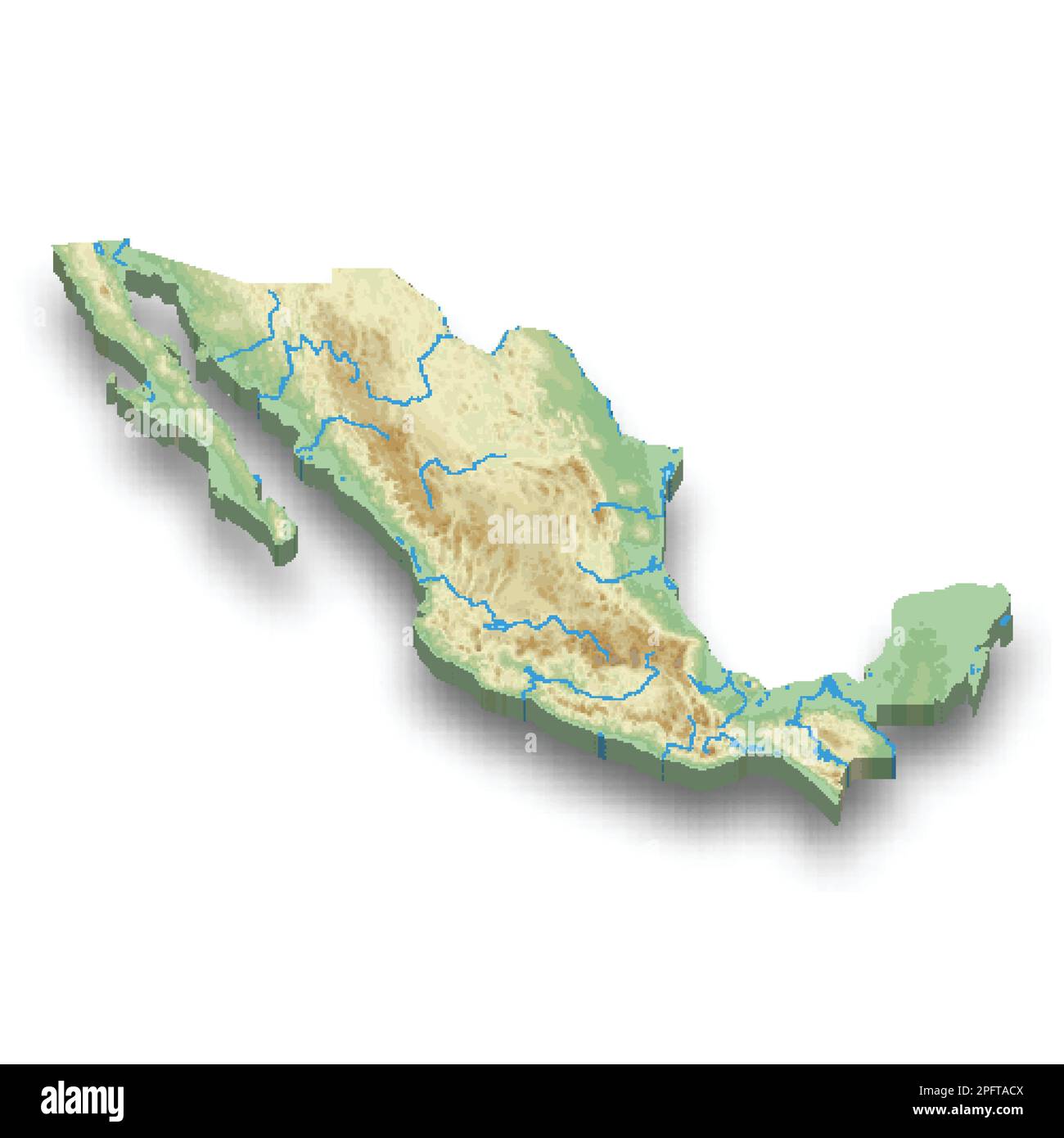 3D mappa isometrica del Messico con ombra Illustrazione Vettoriale