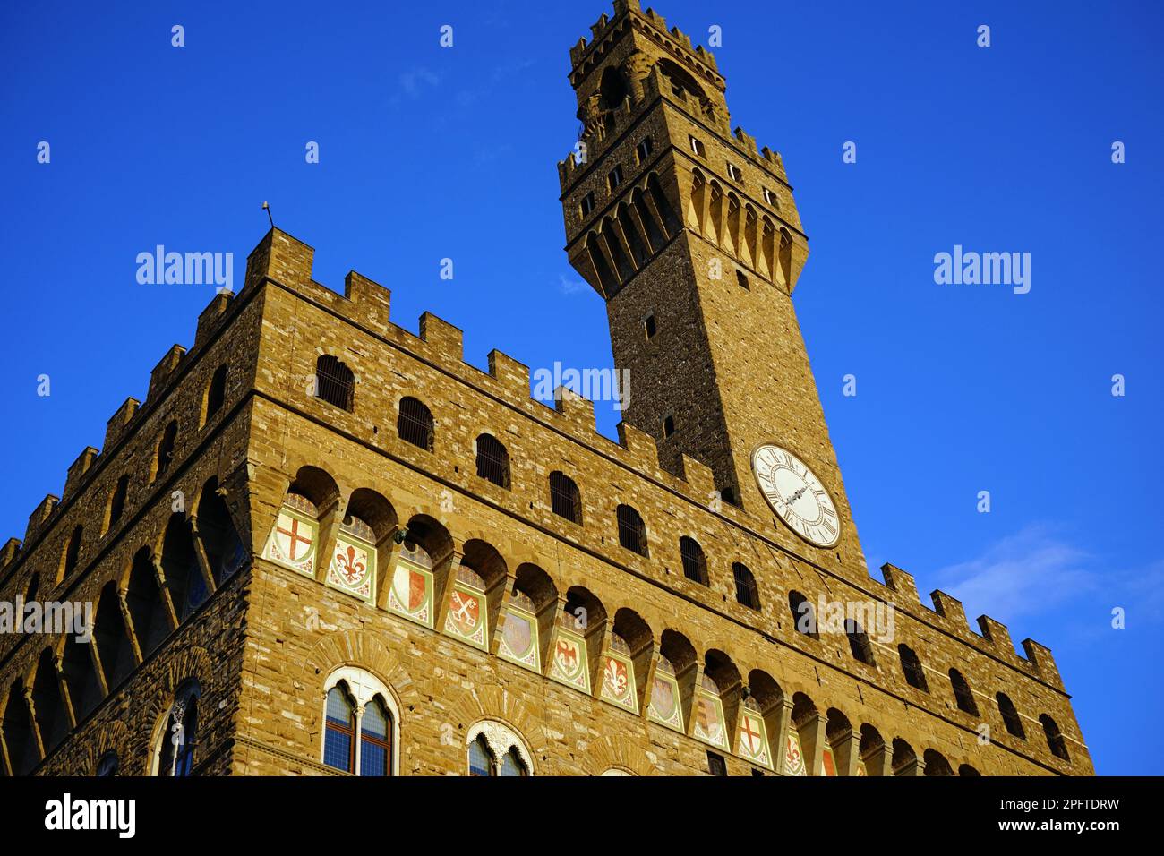 Palazzo Vecchio, Piazza della Signoria, Firenze, Toscana, Palazzo della Signoria, Municipio di Firenze, Fitenze, Italia Foto Stock