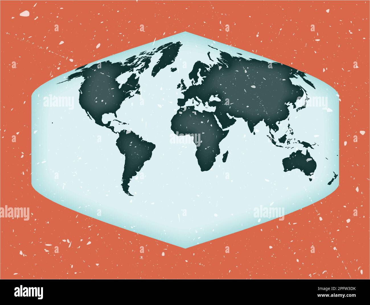 Poster delle mappe mondiali. Proiezione dinomica Baker. Forma vintage World con texture grunge. Impressionante illustrazione vettoriale. Illustrazione Vettoriale