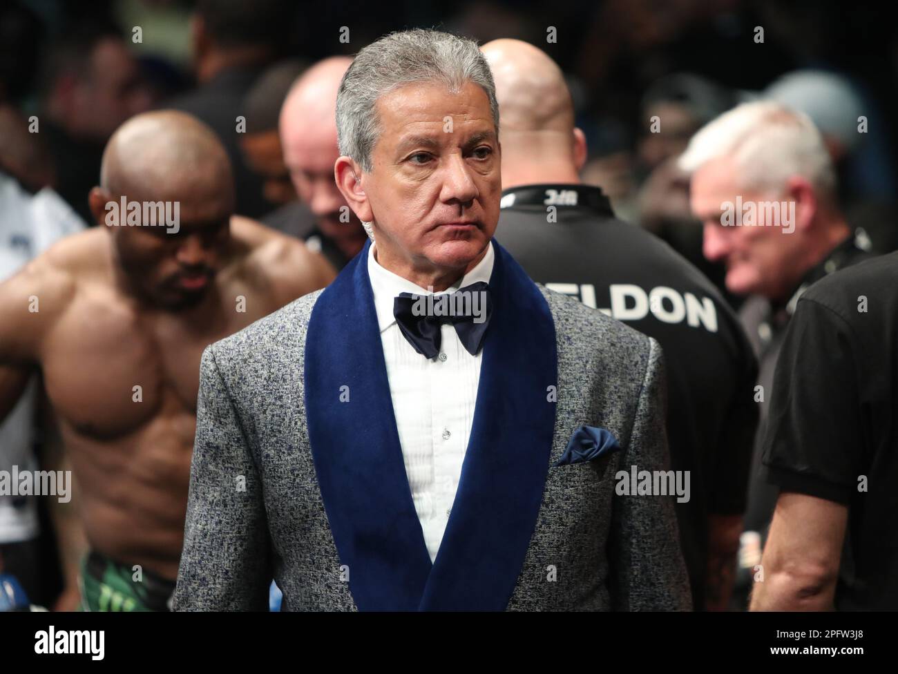 Ring Announcer Bruce buffer durante UFC 286 alle O2 Arena, Londra Data immagine: Sabato 18 marzo 2023. Foto Stock