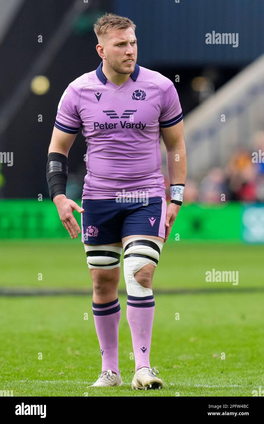 Matt Fagerson #20 della Scozia durante la partita Guinness 6 Nations 2023 Scozia vs Italia al Murrayfield Stadium, Edimburgo, Regno Unito, 18th marzo 2023 (Photo by Steve Flynn/News Images) Foto Stock