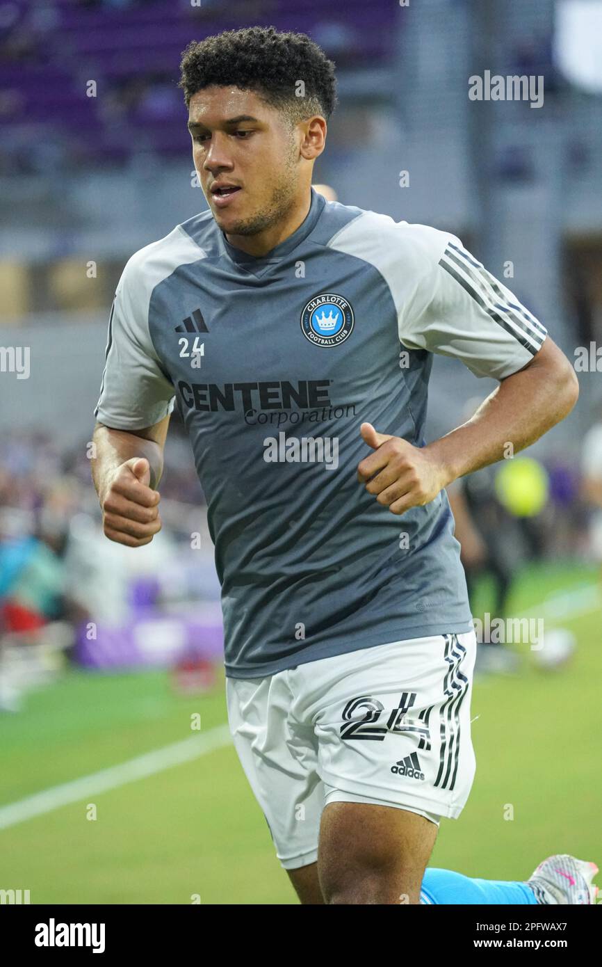 Orlando, Florida, USA, 18 marzo 2023, Il difensore del Charlotte FC Jaylin Lindsey #24 all'Exploria Stadium. (Photo Credit: Marty Jean-Louis/Alamy Live News Foto Stock