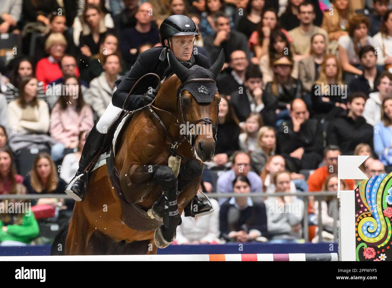 Willem Greve gareggia nel Saut Hermes Jumping CSI 5 al Grand Palais Ephemere il 18 marzo 2023 a Parigi, in Francia. Foto di Laurent Zabulon/ABACAPRESS.COM Credit: Abaca Press/Alamy Live News Foto Stock