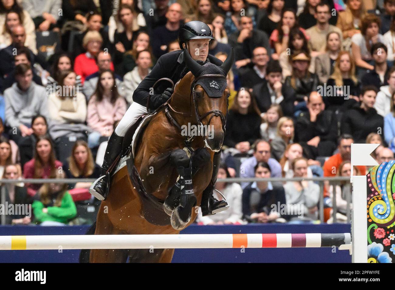 Willem Greve gareggia nel Saut Hermes Jumping CSI 5 al Grand Palais Ephemere il 18 marzo 2023 a Parigi, in Francia. Foto di Laurent Zabulon/ABACAPRESS.COM Credit: Abaca Press/Alamy Live News Foto Stock