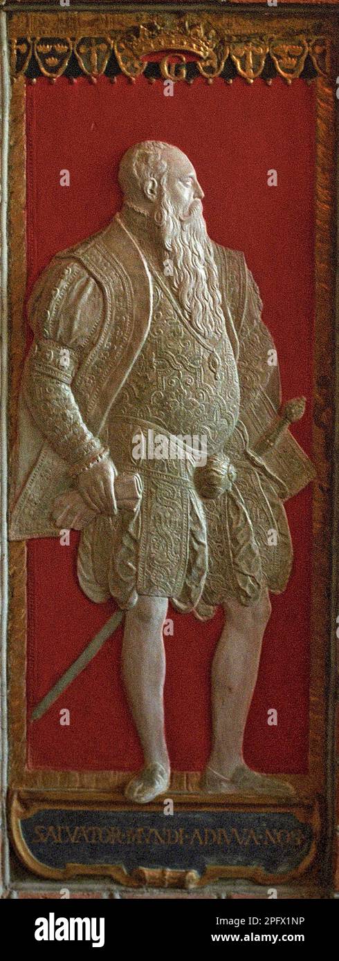 Gustav Vasa, Gustav Eriksson. 12 maggio 1496 - 29 settembre 1560. Re Gustav i di Svezia della nobile famiglia Vasa. Opera scultorea di Carl Larsson. Foto Stock