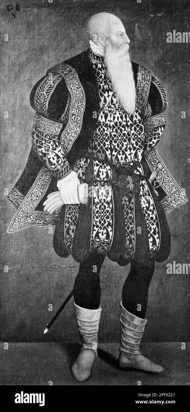 Gustav Vasa, Gustav Eriksson. 12 maggio 1496 - 29 settembre 1560. Re Gustav i di Svezia della nobile famiglia Vasa. foto b/n di un dipinto di un artista sconosciuto. Foto Stock