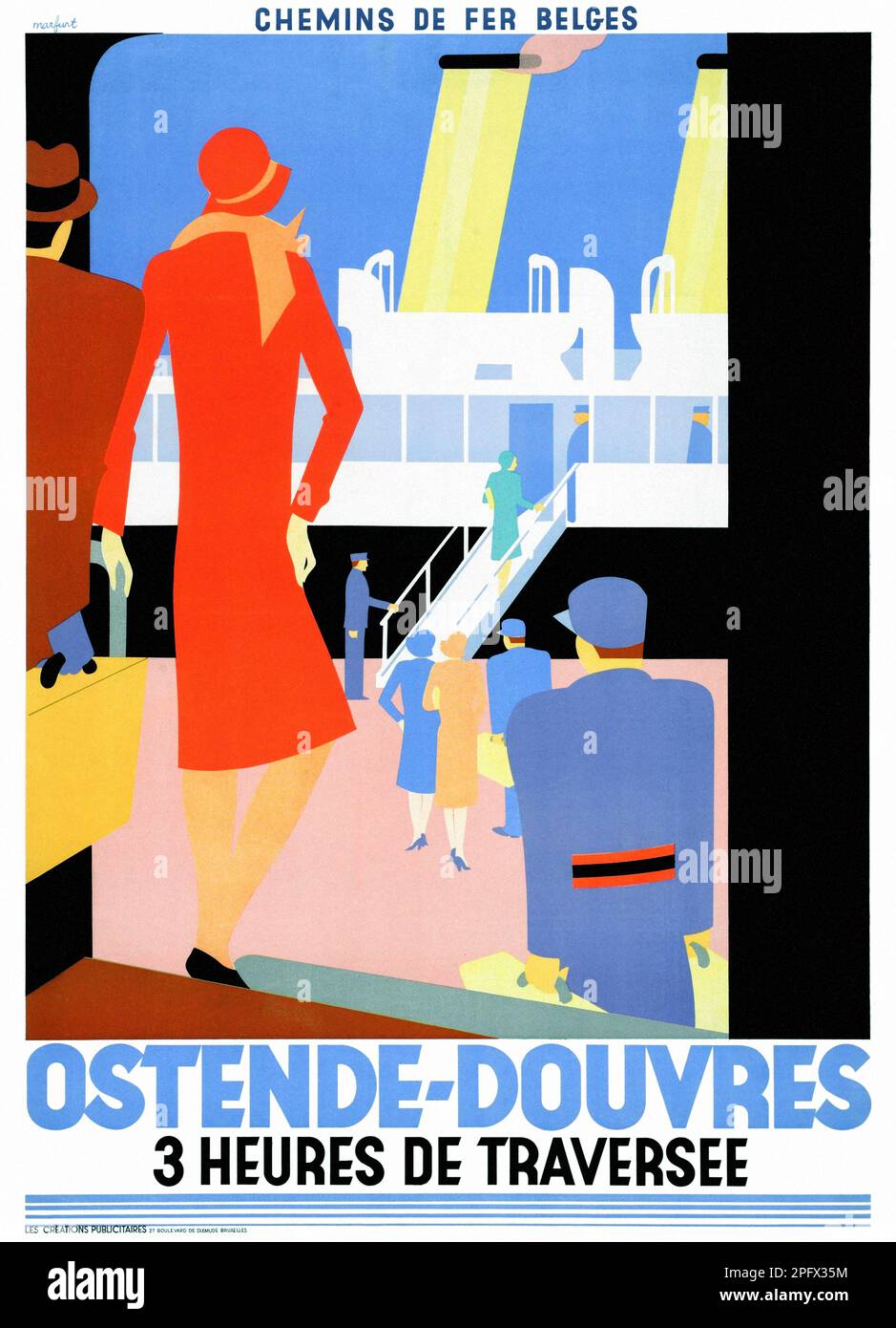 Ostende - Douvres. 3 houres de traversee di Léo Marfurt (1894-1977). Poster pubblicato nel 1931 in Belgio. Foto Stock