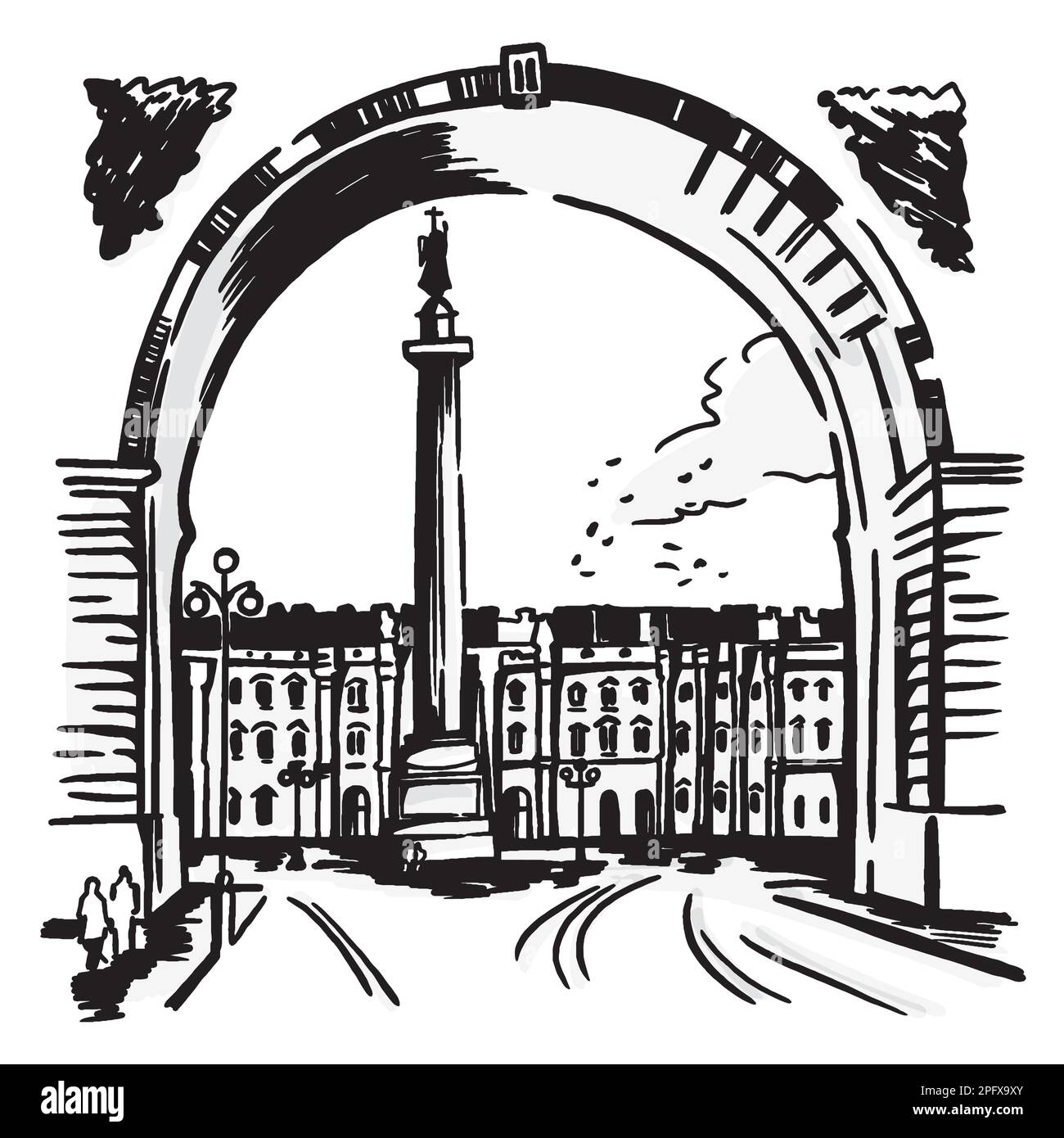 Arco dello staff generale sulla piazza del palazzo in San Pietroburgo Illustrazione Vettoriale