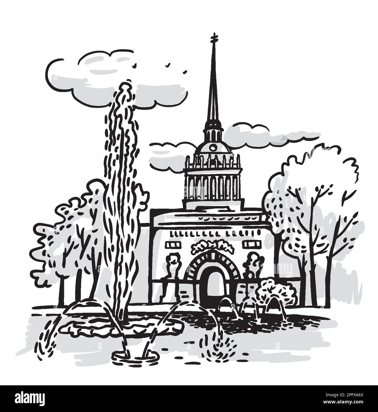 L'Ammiragliato è un monumento architettonico a St Pietroburgo Illustrazione Vettoriale