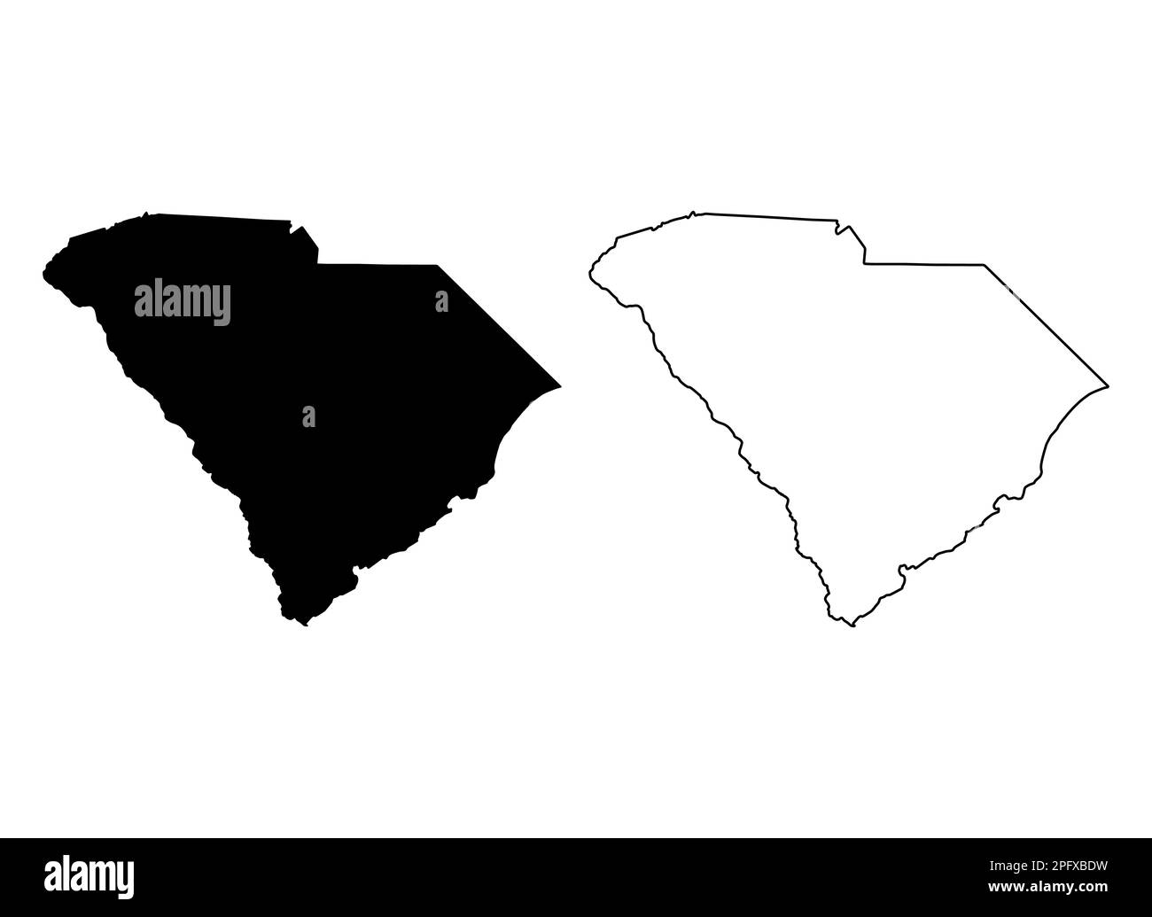 Set di mappa del South carolina, stati uniti d'america. Illustrazione vettoriale del simbolo di concetto piatto . Illustrazione Vettoriale