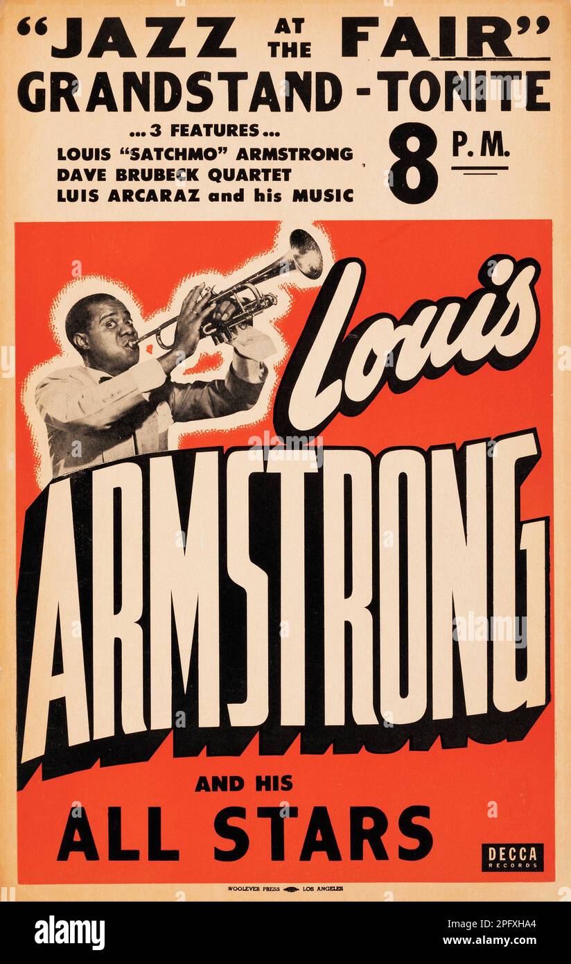 Satchmo - Louis Armstrong & His All-Stars 'Tonite Fair '50 - Poster da concerto d'epoca Foto Stock