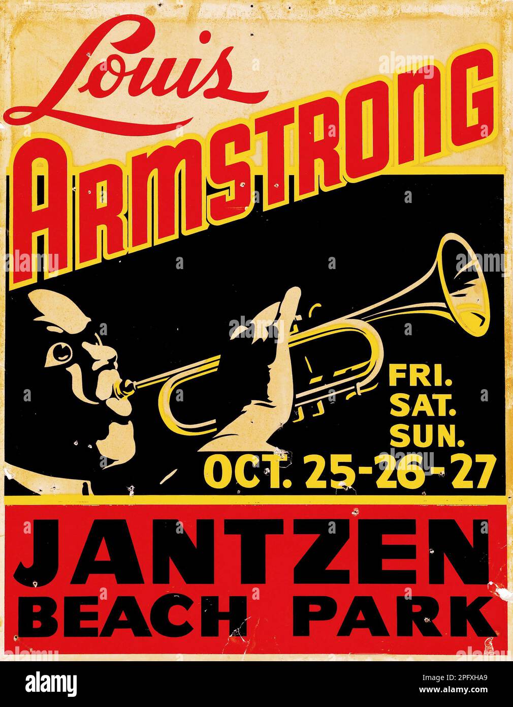 Poster dei concerti del Louis Armstrong Jantzen Beach Park (1946). Il grande 'Satchmo'. Foto Stock