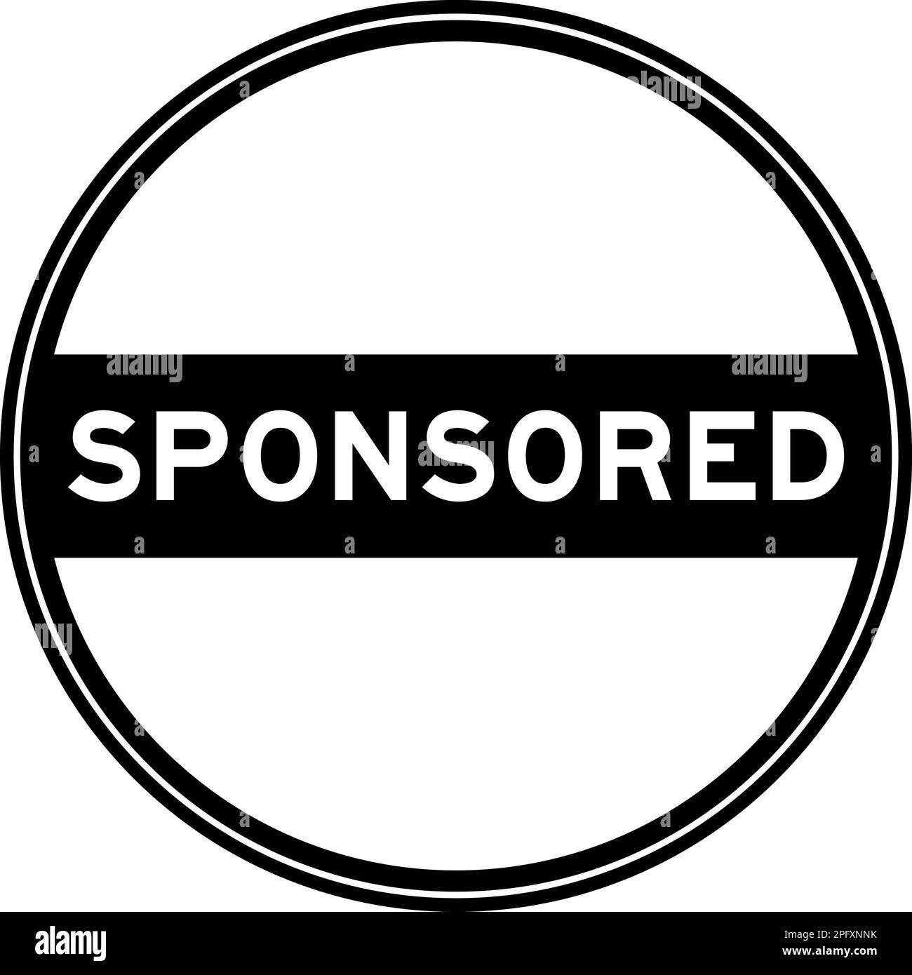 Adesivo sigillante rotondo di colore nero in parola sponsorizzato su sfondo bianco Illustrazione Vettoriale