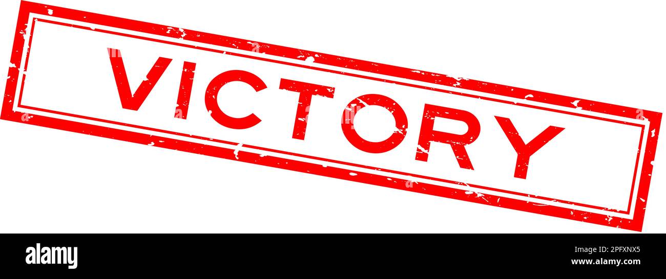 Grunge rosso vittoria parola quadrato sigillo di gomma timbro su sfondo bianco Illustrazione Vettoriale