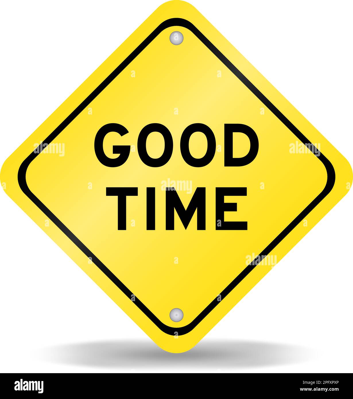 Cartello di colore giallo con scritta "Good Time" su sfondo bianco Illustrazione Vettoriale
