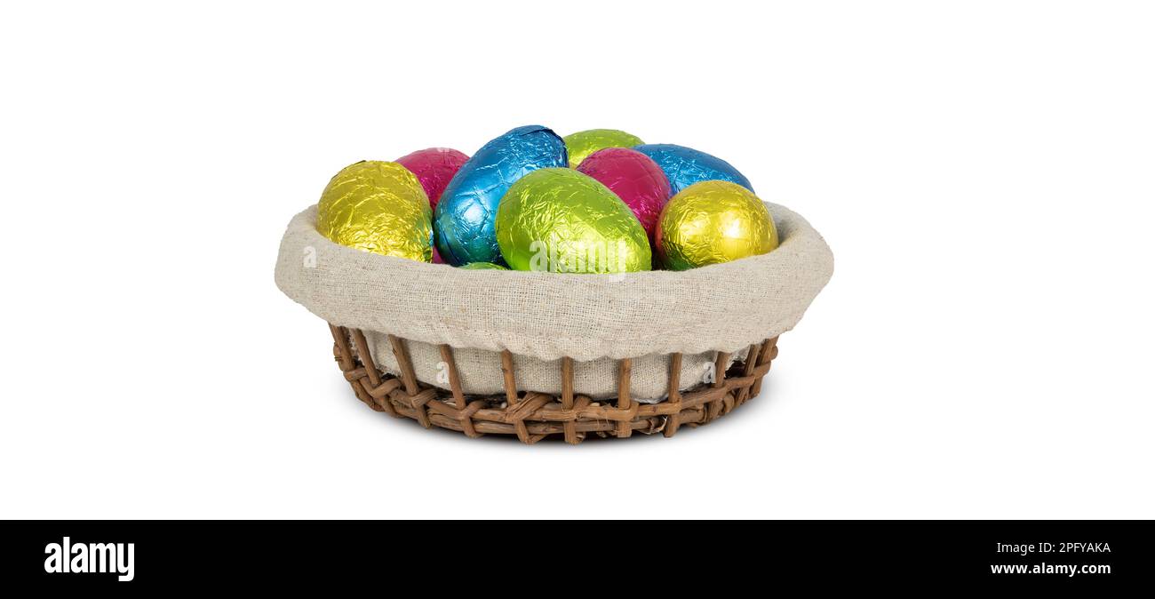 Uova di Pasqua in un cestello. Foto Stock