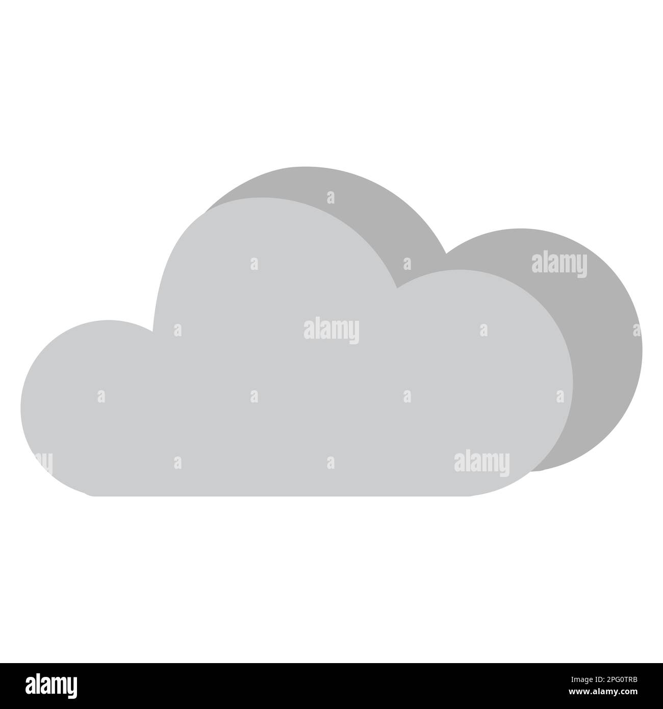 Icona del tempo nuvoloso, due nuvole, icona delle previsioni meteo per il tempo nuvoloso, adatta per i social media e l'icona dell'app, colori grigio e grigio scuro Foto Stock