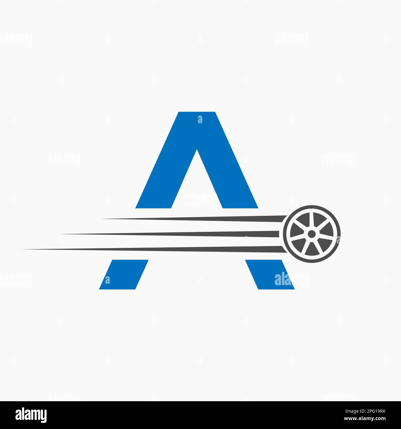 Lettera di vettura sportiva Un concetto di marchio automobilistico con l'icona di trasporto del pneumatico Illustrazione Vettoriale