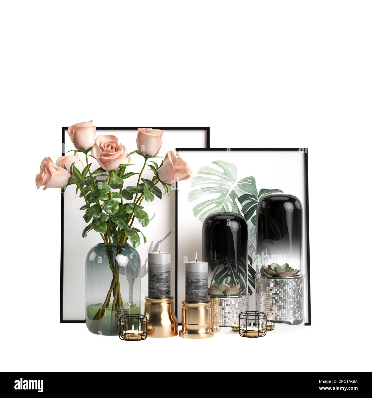 3d illustrazione di un set decorazione isolato su sfondo bianco Foto Stock