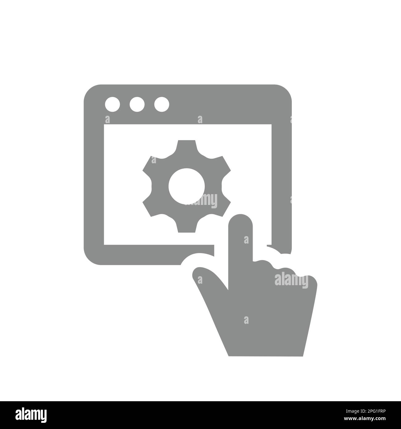 Icona delle impostazioni di sistema o della riga di configurazione della pagina Web. Simbolo del contorno del pannello di amministrazione, dell'ingranaggio e della finestra Internet. Illustrazione Vettoriale