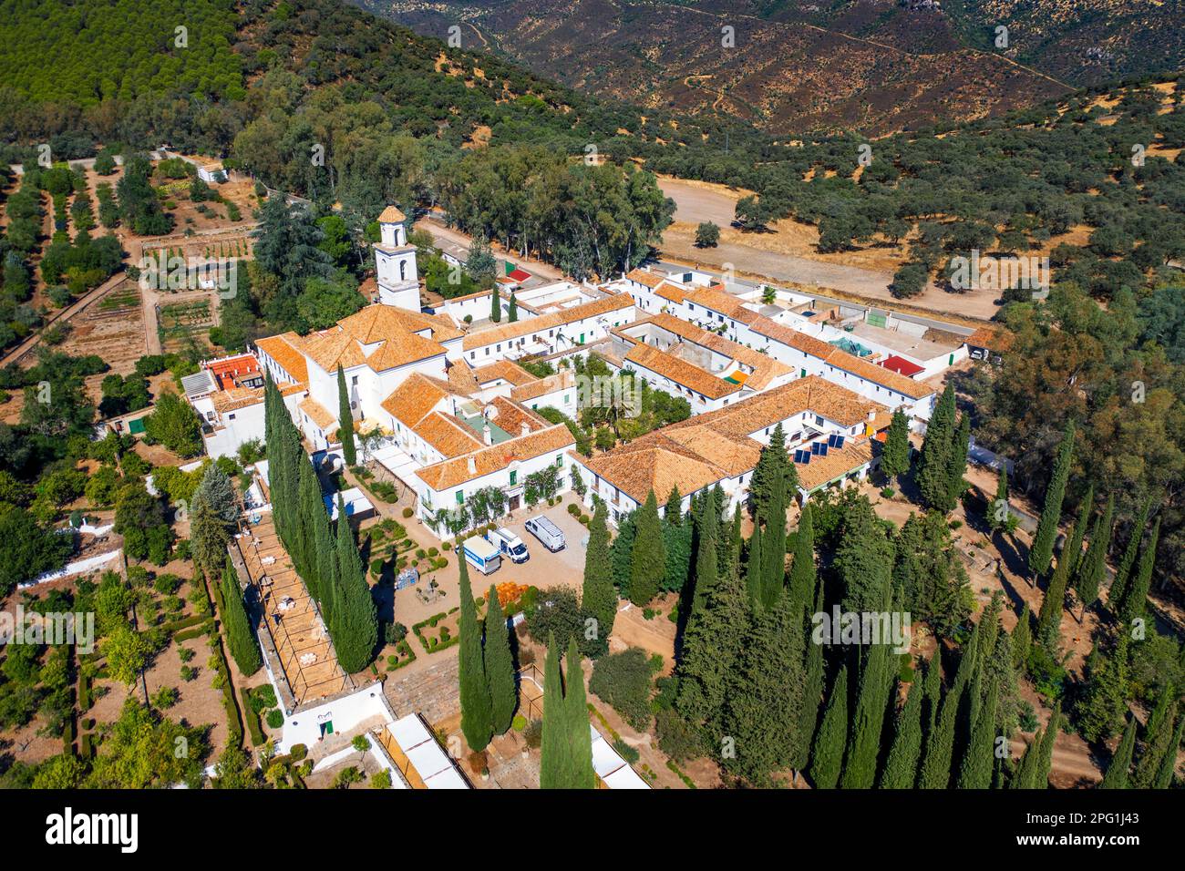 Monasterio De Nuestra Señora De la Sierra, Hornachuelos, Cordoba, Andalusia, Spagna. Il Carmelo de San Calixto fu fondato da Santa Maravillas de Jes Foto Stock