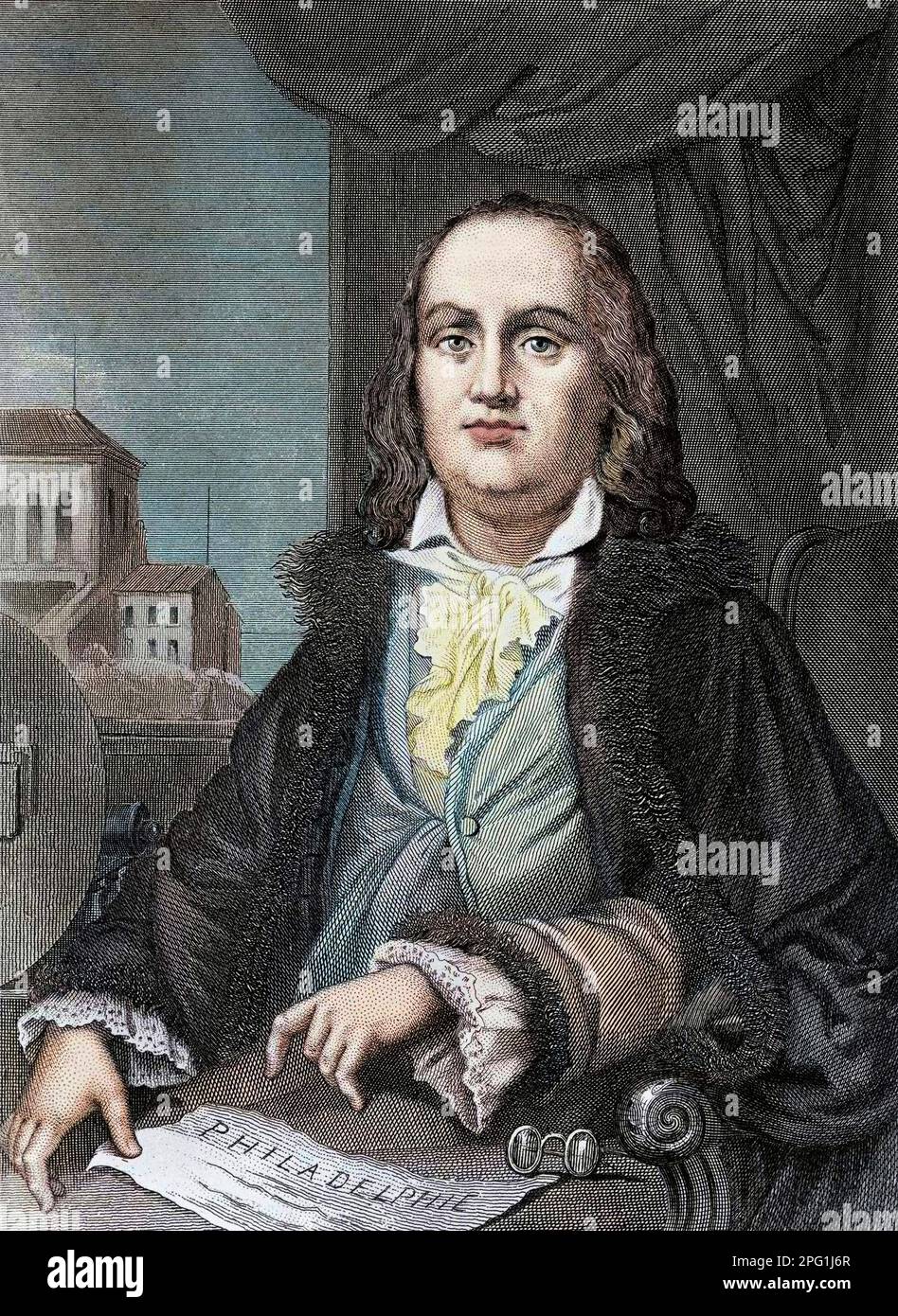 Ritratto di Benjamin Franklin (1706-1790), statista, scienziato e scrittore americano Foto Stock