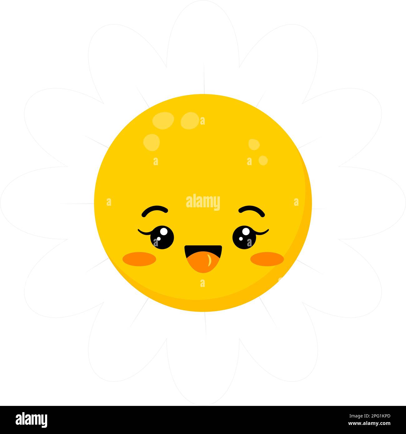 Daisy fiore sorriso faccia felice carino ragazza carattere. Illustrazione Vettoriale