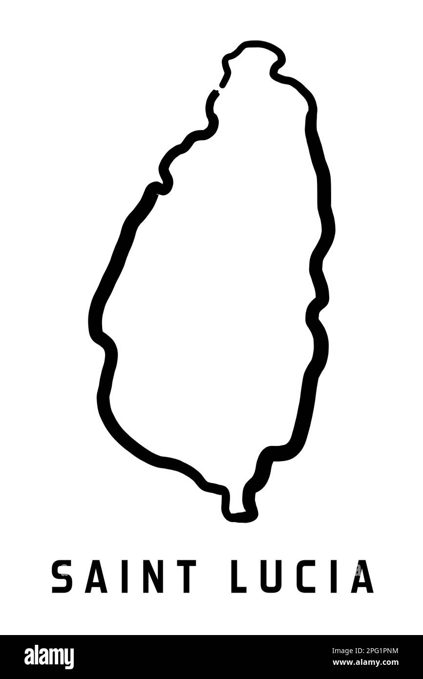 Mappa dell'isola di Santa Lucia (Santa Lucia) contorno semplice. Mappa di stile semplificata disegnata a mano da vettori. Illustrazione Vettoriale