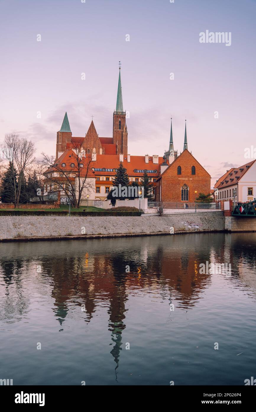 Paesaggio urbano di Wroclaw Polonia. Tumsky Island. Foto Stock