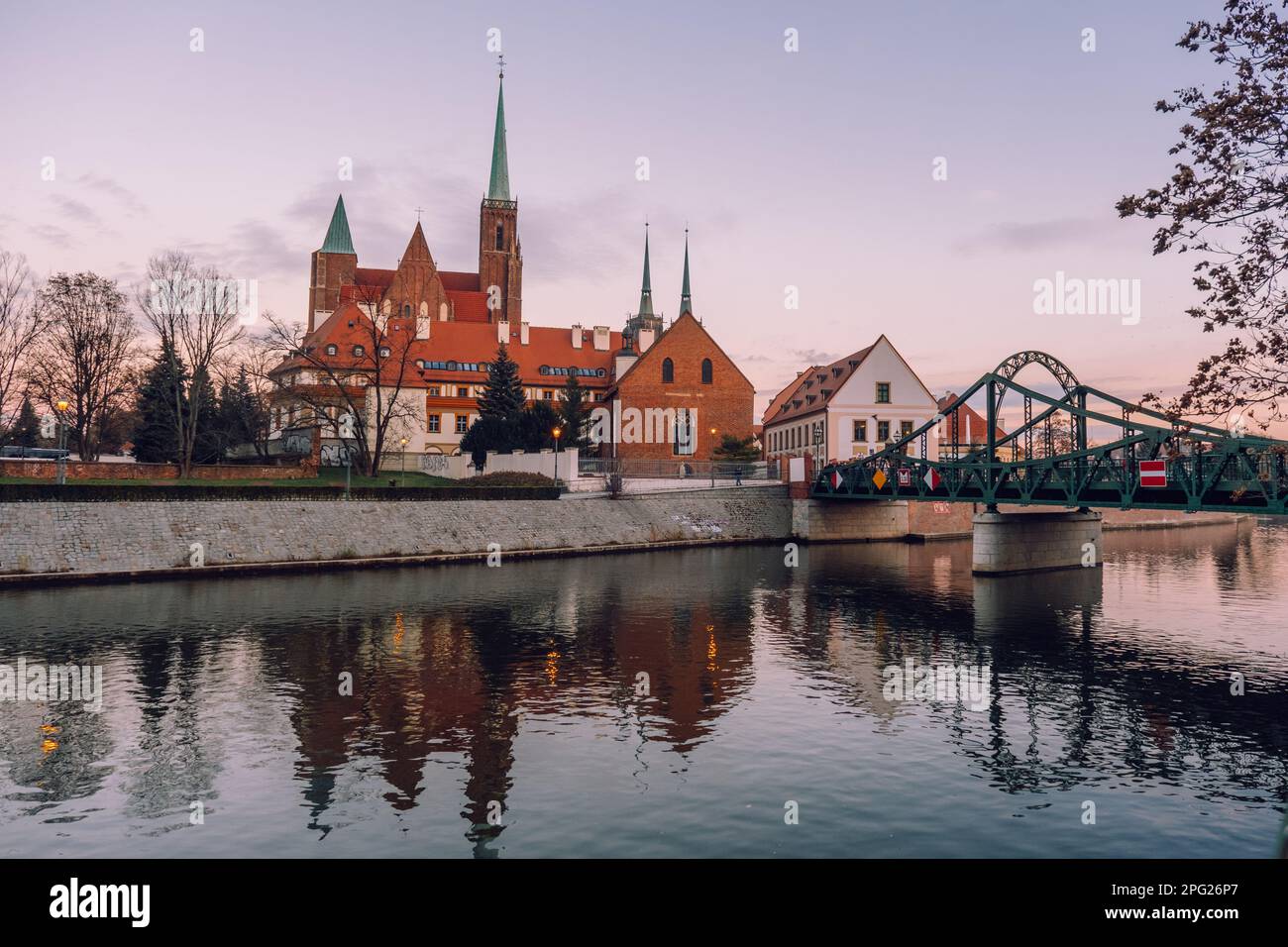 Paesaggio urbano di Wroclaw Polonia. Tumsky Island. Foto Stock