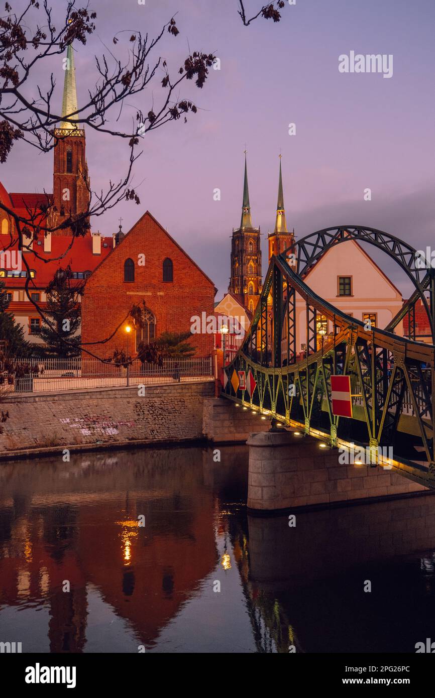 Ponte di Wroclaw Polonia. Tumsky Island. Foto Stock