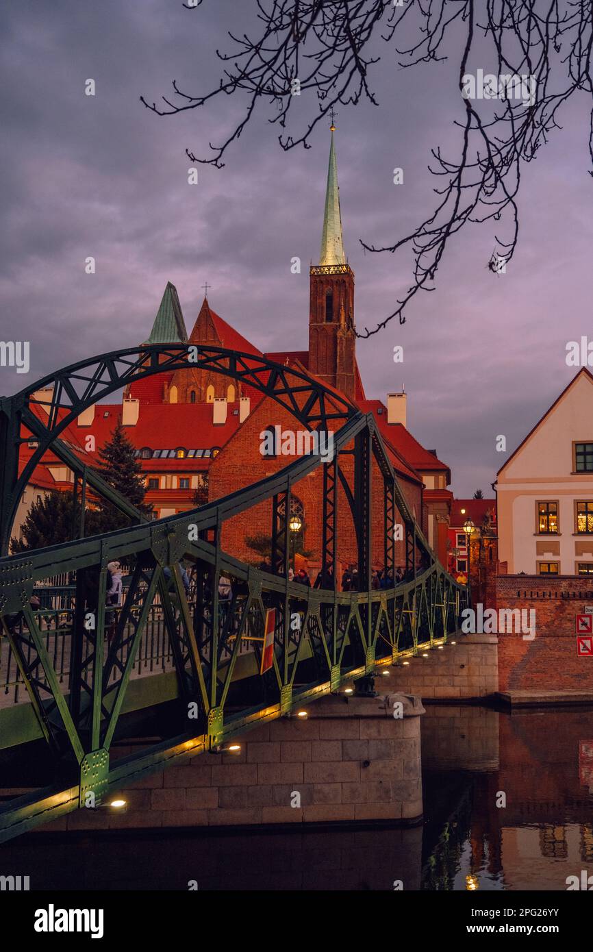 Ponte di Wroclaw Polonia. Tumsky Island. Foto Stock
