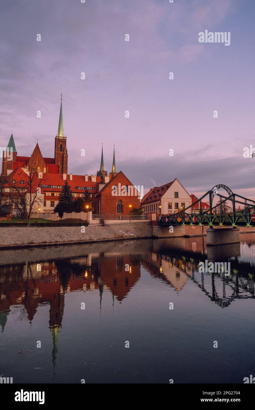 Paesaggio urbano di Wroclaw Polonia. Tumsky Island. Foto Stock