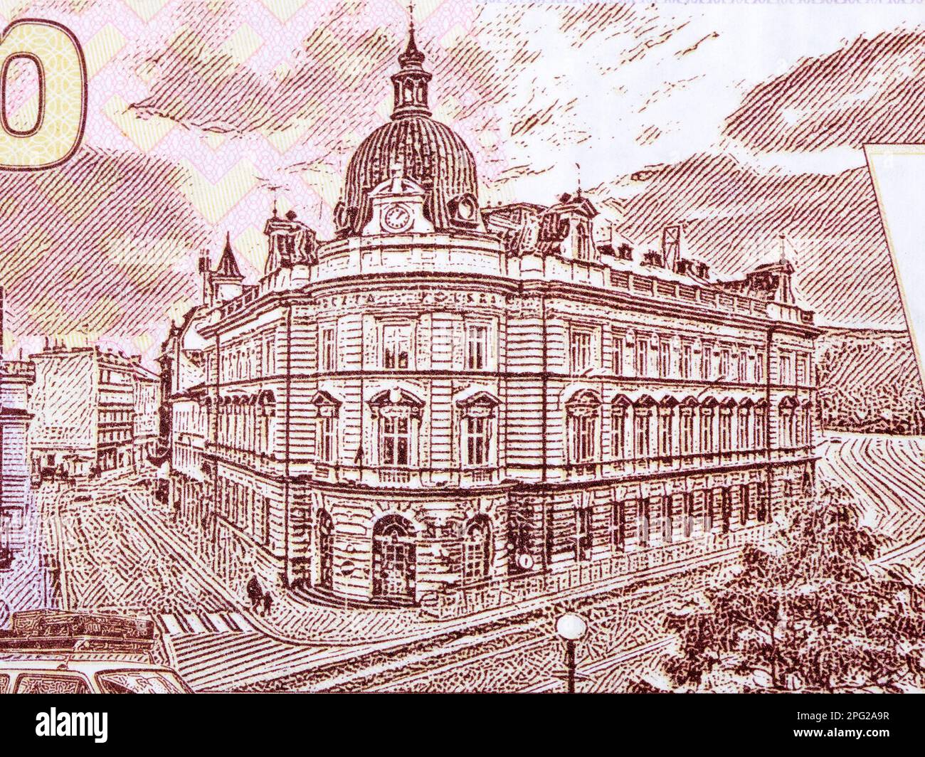 Bielsko-Biała vista della città da soldi - zloty polacco Foto Stock