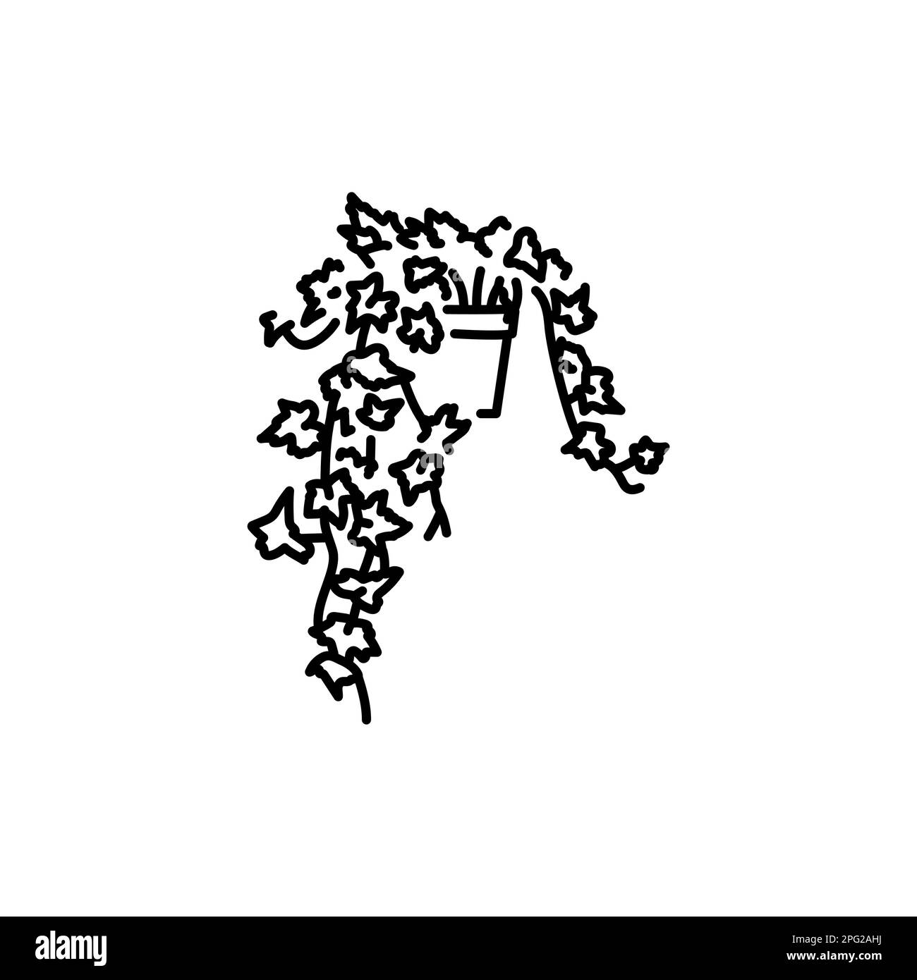 Icona linea nera Ivy houseplant. Piante decorative per interni. Pittogramma per pagina web, app mobile, promo. Illustrazione Vettoriale