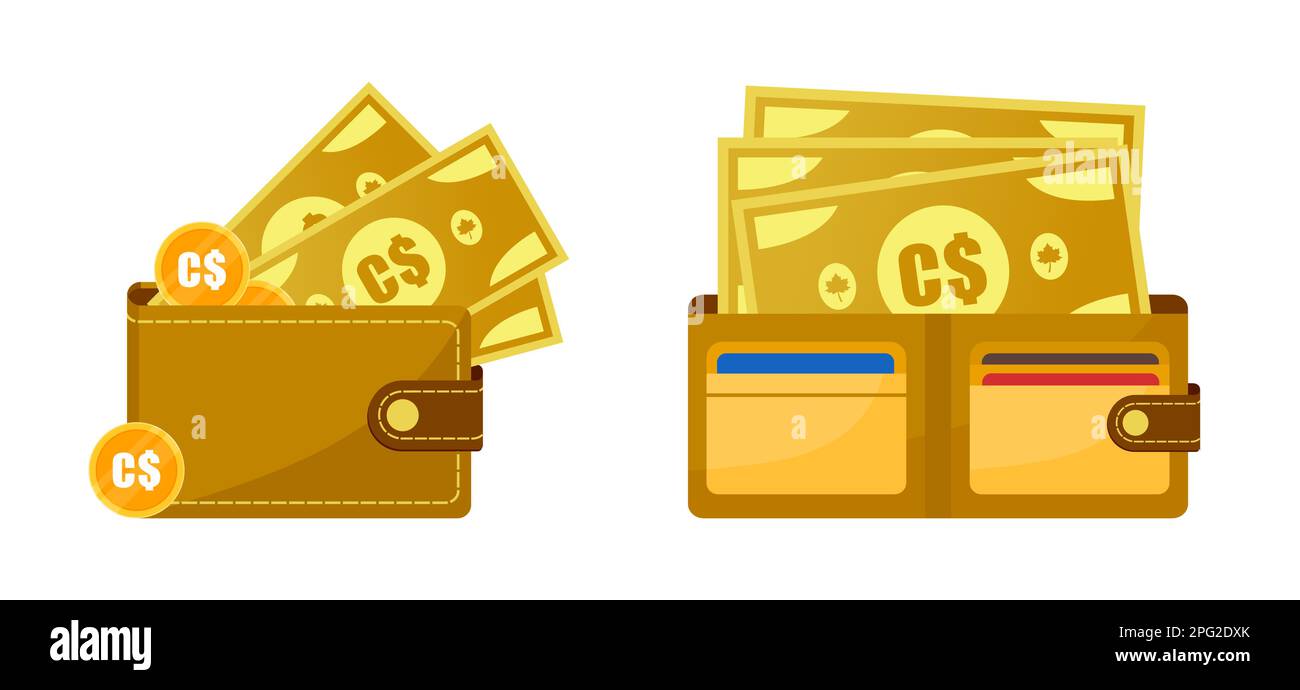 Portafoglio con denaro in dollari canadesi Illustrazione Vettoriale