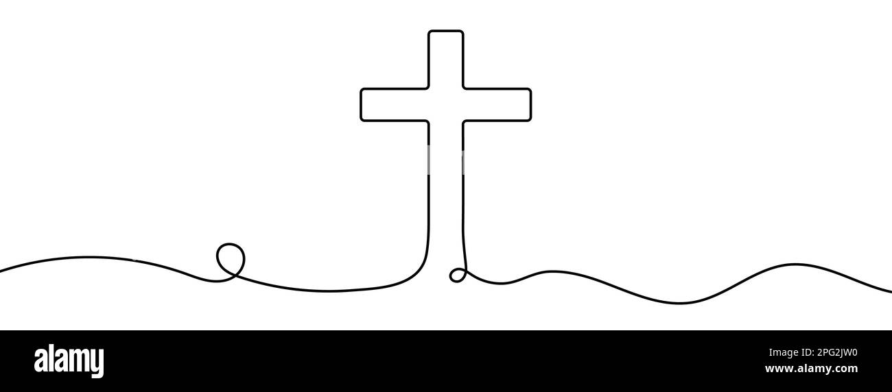 Tracciata continuamente una linea del simbolo della religione. Illustrazione vettoriale. Illustrazione Vettoriale