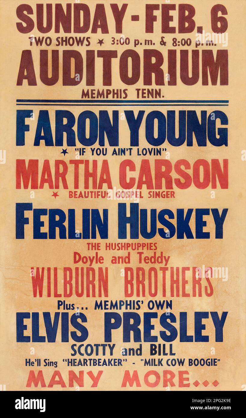 Auditorium - Elvis Presley, Scotty e Bill di Memphis - Poster da concerto dell'era della Sun Records del 1955 Foto Stock