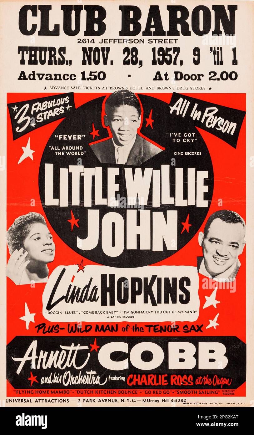 Little Willie John, Linda Hopkins, Arnett Cobb, Mambo Club - poster del concerto d'epoca - 1950s Foto Stock