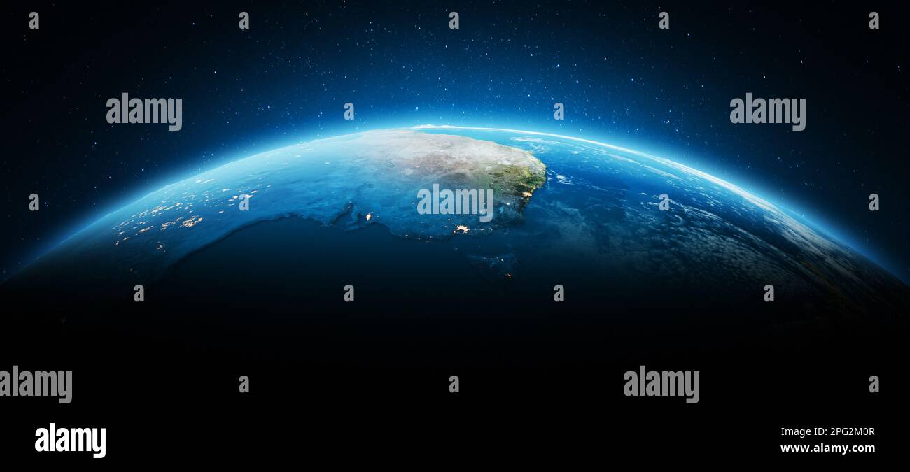 Mappa di viaggio Australia e Oceania. Elementi di questa immagine forniti dalla NASA. rendering 3d Foto Stock