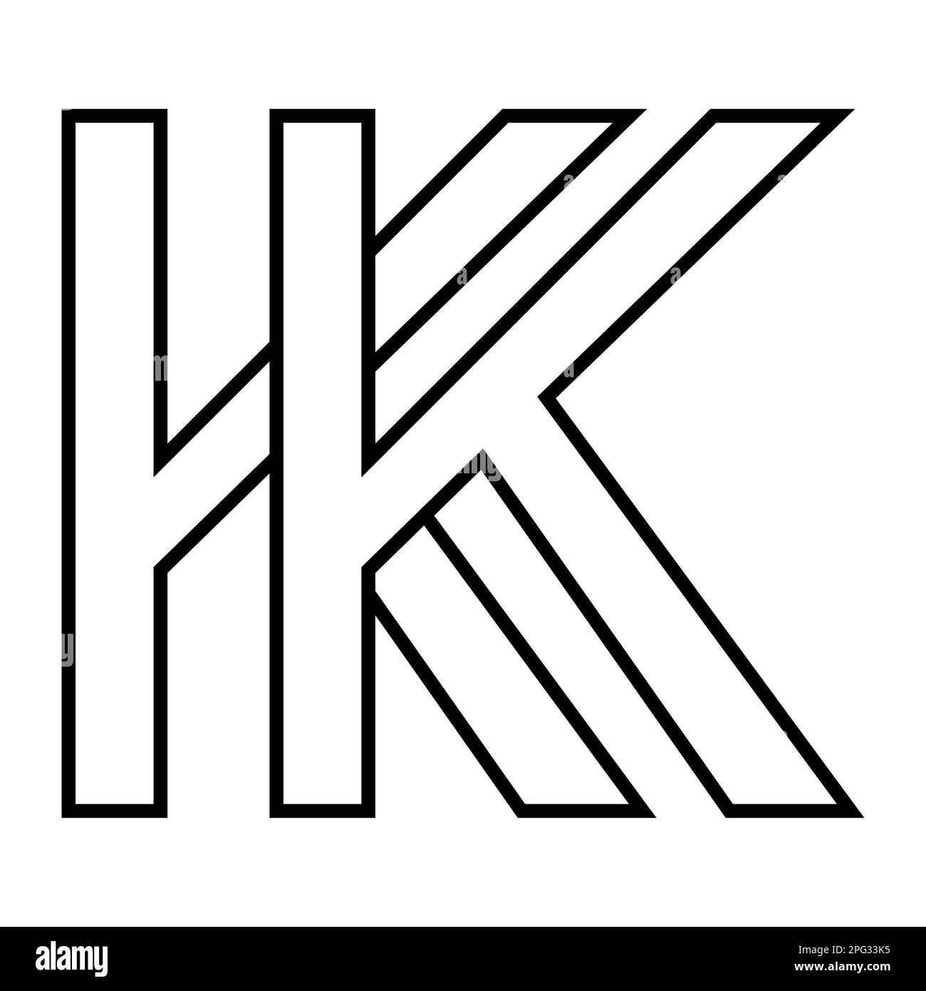 Logo segno kk icona lettere doppie logotipo k Illustrazione Vettoriale
