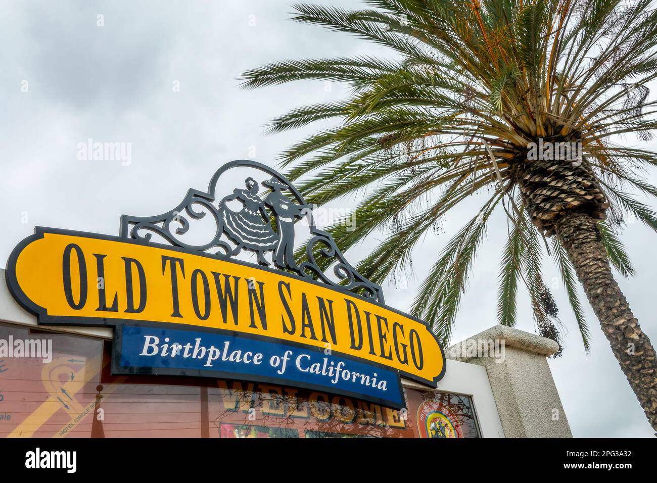 San Diego, città vecchia, luogo di nascita della California segno Foto Stock